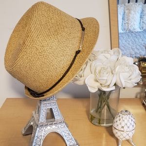Brown Player Straw Hat with Gold Accent